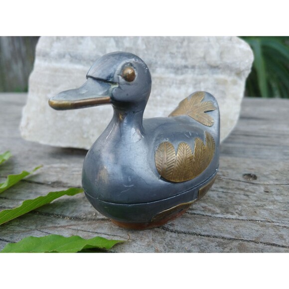 Vintage Pewter Duck Jewelry Box, Duck Decor - Picture 3 of 10